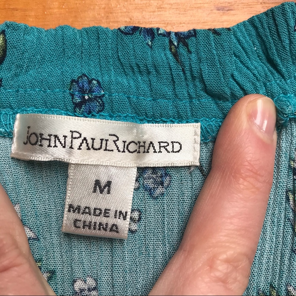 John Paul Richard Teal Blue Tassel Tank Top, EUC, S/M - Picture 7 of 13
